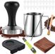 PromoHome Barista Set Compleet - 51mm Espresso Koffiestamper met Houten Handvat, Melkkannetje 350ml, Latte Art Pen, Schoonmaakaccessoires en Sjablonen