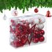 Relaxdays kerstballen set van 103, kunststof, onbreekbaar, kerstboomversiering, rood/wit