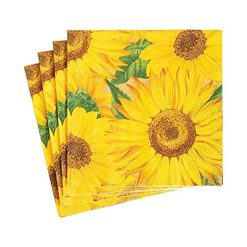 Caspari Zonnebloemen Cocktail Servetten - 20 Stuks