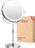 Fraay® Make Up Spiegel met LED Verlichting - 10x Vergroting - Oplaadbaar - Chroom