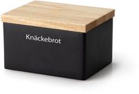Continenta Voorraadpot met houten deksel, zwart, 17,5 x 13,5 x 11 cm