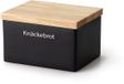 Continenta Voorraadpot met houten deksel, zwart, 17,5 x 13,5 x 11 cm