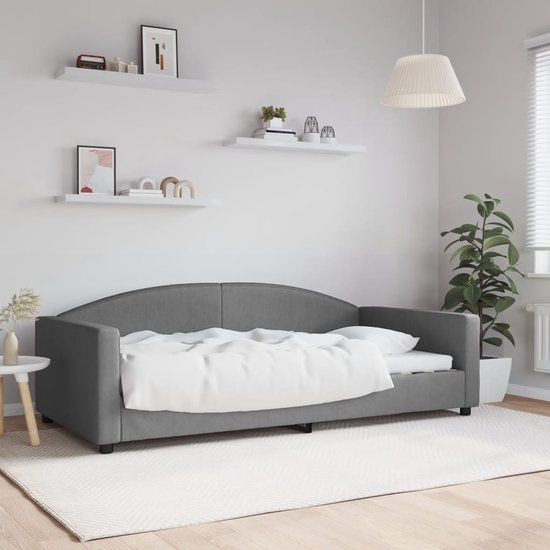 vidaXL Slaapbank Stof Donkergrijs 100x200 cm