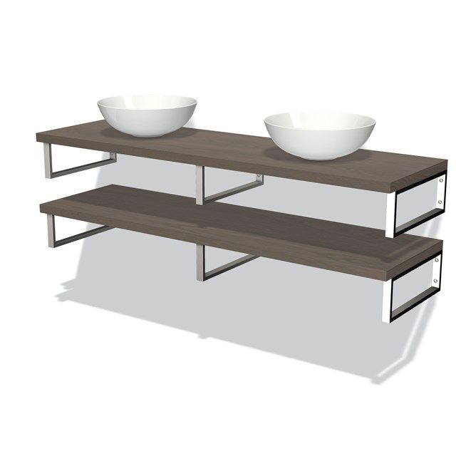 Maxaro Badkamermeubel voor Waskom 160 cm Modulo Plato Donkerbruin Eiken 2 Wastafelbladen