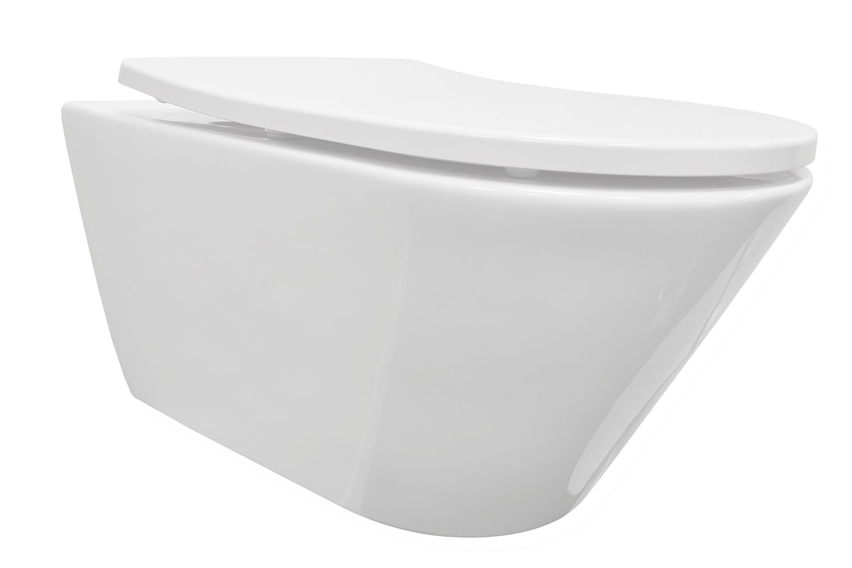 Wiesbaden Stereo rimless toilet met Shade toiletzitting 53cm glans wit