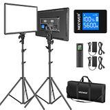 Neewer 90 W led-videoverlichting met 2,4 G draadloze afstandsbedieningsset: Set van 2 dimbare tweekleurige led-panelen van 18 inch + lichtstatief, 3200K-5600K 45W 4800Lux CRI97 + licht voor foto's, live-stream, YouTube