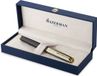 Waterman Exception vulpen | metaal en zwarte lak met gouden detail en gebeitelde dop | 18K gouden medium penpunt | met Geschenkdoos