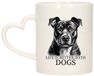 Bellatio Decorations Mok voor honden liefhebbers - Staffordshire - wit met hartjes oor - 300 ml