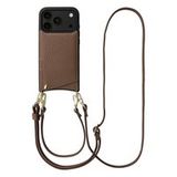 Selencia Hoesje - Geschikt voor Apple iPhone 17 Pro Max - Backcover met koord en pashouder - Mocha Brown
