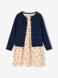 Vertbaudet Set - 2 delig - jurk - cardigan - bloemen - katoen