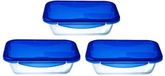 Omgoods - Boîte à lunch rectangulaire en verre, set de 3 pièces