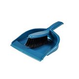 Homéa Plastic Broom and Dustpan Set with Rubber Edge, Peacock Blue