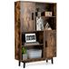 COSTWAY Boekenkast van hout, staand rek met 2 deuren en 4 open planken, boekenkast, houten rek, opbergrek voor werkkamer, woonkamer, 80 x 24 x 120 cm (koffie)