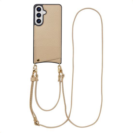 Selencia Hoesje - Samsung Galaxy S26 Plus - Backcover met koord en pashouder - Beige