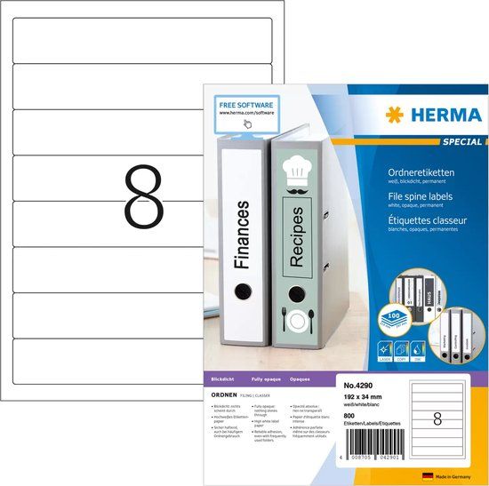 HERMA mapetiketten A4 wit 192x34 mm Papier opak 800 St.
