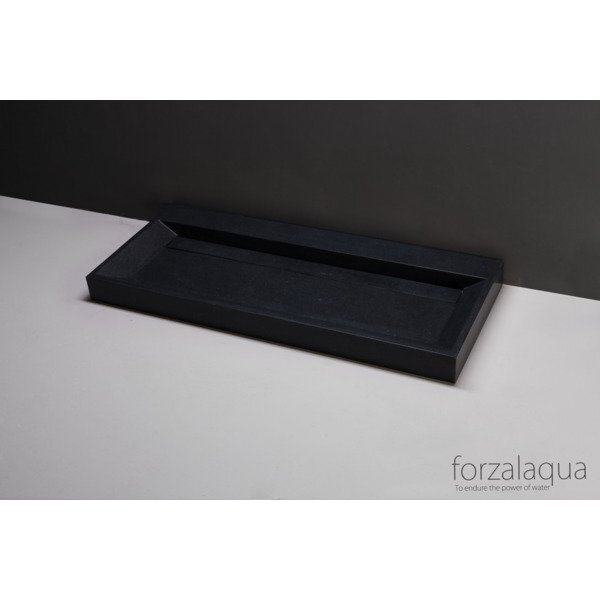 Forzalaqua Bellezza wastafel 100.5x51.5x9cm rechthoek 1 wasbak 1 kraangat graniet gezoet antraciet 8010305