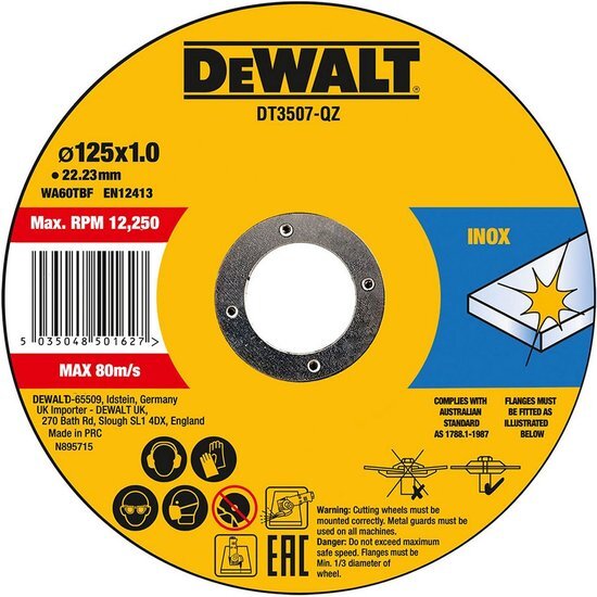 DeWalt DT3507 doorslijpschijven Blister 125x1mm 10 Stuks