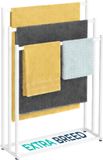 BUDDLEY Handdoekrek - Wit - 3 Armen - Aluminium/RVS - 60x87x21 cm