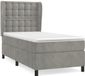 vidaXL Boxspring met matras fluweel lichtgrijs 100x200 cm