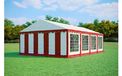 Tente de réception 5x8 m STANDARD – PVC 500 g/m², ignifuge, tubes en acier galvanisé Ø38 mm, jusqu'à 80 personnes - Rouge-blanc