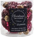 Decoris Dennenappel Glas Glans-Mat Ossenbloed dia2.5x6cm