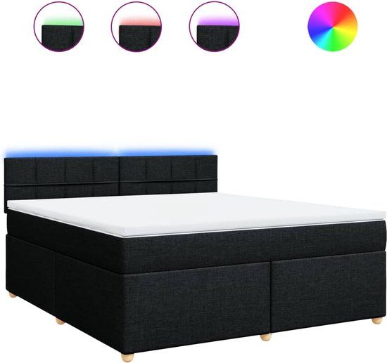 vidaXL Boxspring met matras Zwart Stof 180x200 cm