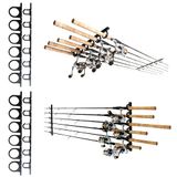 Rush Creek Creations Amazon Exclusive 6 Rod Vissershouder Twee Pack - Horizontale Wand- of Plafond gemonteerde Staaf Opslag, Zwart