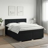 vidaXL Boxspringbed met matras, zwart, 160 x 200 cm, gestoffeerd