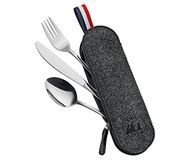 Cilio Outdoor bestekset, campingbestek VIAGGIO met zwarte vilten tas 545845 zwart