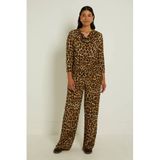 Claudia Sträter wide leg broek met panterprint - bruin