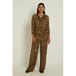 Claudia Sträter wide leg broek met panterprint - bruin