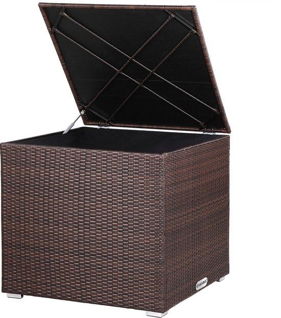 Casaria Opbergbox - Polyrattan 318 L met Deksel 75x75x70cm Tuin - Bruin