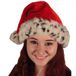 Merkloos / Sans marque Sandy Luxe pluche kerstmuts rood met luipaard print voor volwassenen
