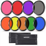 NEEWER 9-delige full-colour lensfilterset, 58 mm hars lensfilters met rood, oranje, blauw, geel, groen, bruin, paars, roze, grijze kleur, verkrijgbaar met 2 zakken, cameralenaccessoires