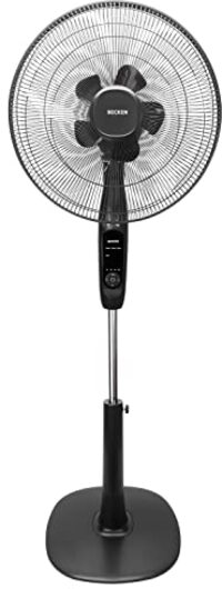 Becken Staande ventilator, 6 snelheden, 60 W, 10 vleugels, in hoogte verstelbaar, stil, zwart