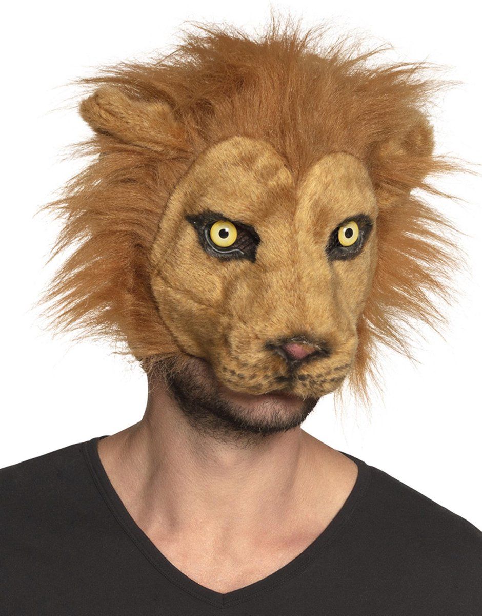 Boland - Pluche Leeuwenmasker voor Volwassenen - Bruin