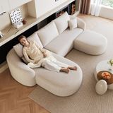 OKWISH U-Bank 266 Cm - Modulair Bankstel Zonder Montage - Zachte Stof - Wit