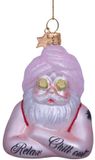 Vondels Glazen Kerstbal - Kerstman Wellness 8.5cm Multi