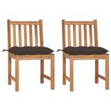VidaXL Tuinstoelen 2 stuks met kussens massief teakhout Taupe