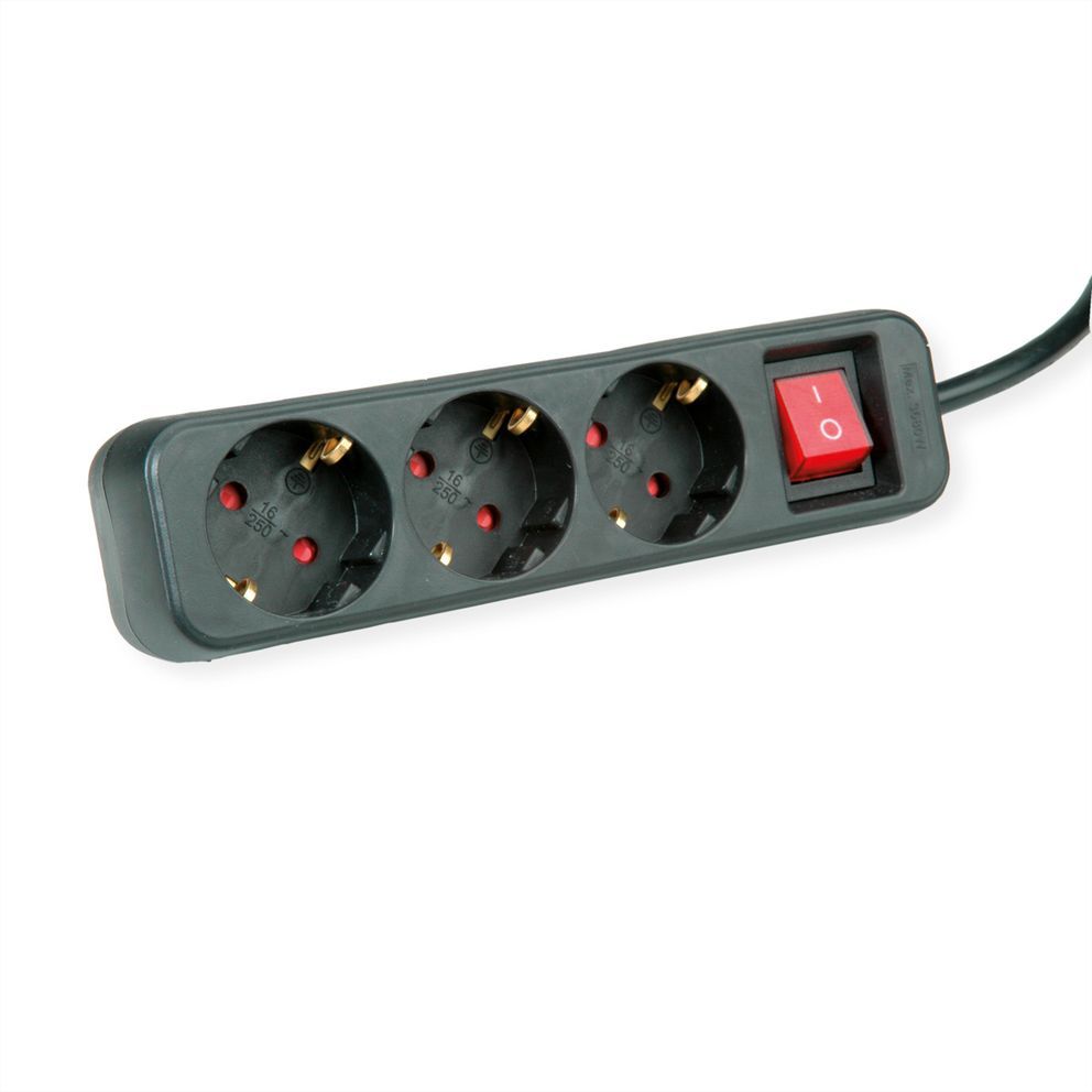 ROLINE 19.07.1069 Stekkerdoos - Zwart - 3m - 3600 watt