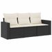 Bol 3-delige Loungeset met kussens polyrotan zwart