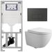 QeramiQ Dely Swirl Toiletset - Geberit UP320 inbouwreservoir - Mat Antraciet Bedieningsplaat