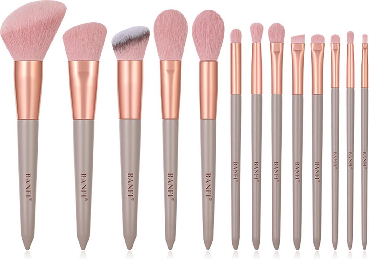 Topco Sales Make-up Kwasten - 13-delig - Roze - Brush Set - Pink - Met Opberg Etui – Cosmetica