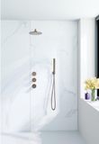 Fortifura Nebbio opbouw regendoucheset – Ø25 cm hoofddouche – 35 cm gebogen wandarm – metalen slang – koper geborsteld