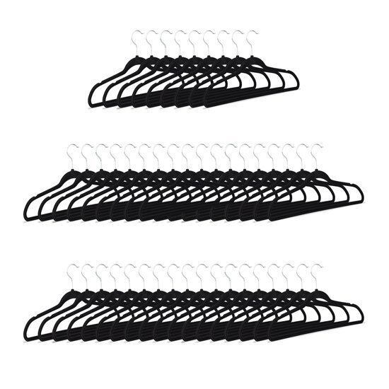 Relaxdays kledinghanger zwart - broeklat - antislip - kunststof klerenhanger - broekhanger Pak van 100