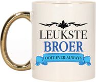 Bellatio Decorations Verjaardag cadeau mok - blauw - leukste broer ooit - gouden handvat - 300 ml - keramiek