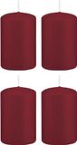 Trend Candles Bougie cylindrique/bougie tronc - 4x - bordeaux - 5 x 8 cm - 18 heures de combustion