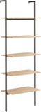 vidaXL Ladderrek met 5 schappen 64x35x185 cm lichtbruin en zwart