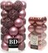 Decoris Shoppartners Bv Kerstversiering kunststof kerstballen oud roze 4-6 cm pakket van 53x stuks