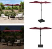 vidaXL Parasol dubbel dak met LED 316x145 cm bordeauxrood